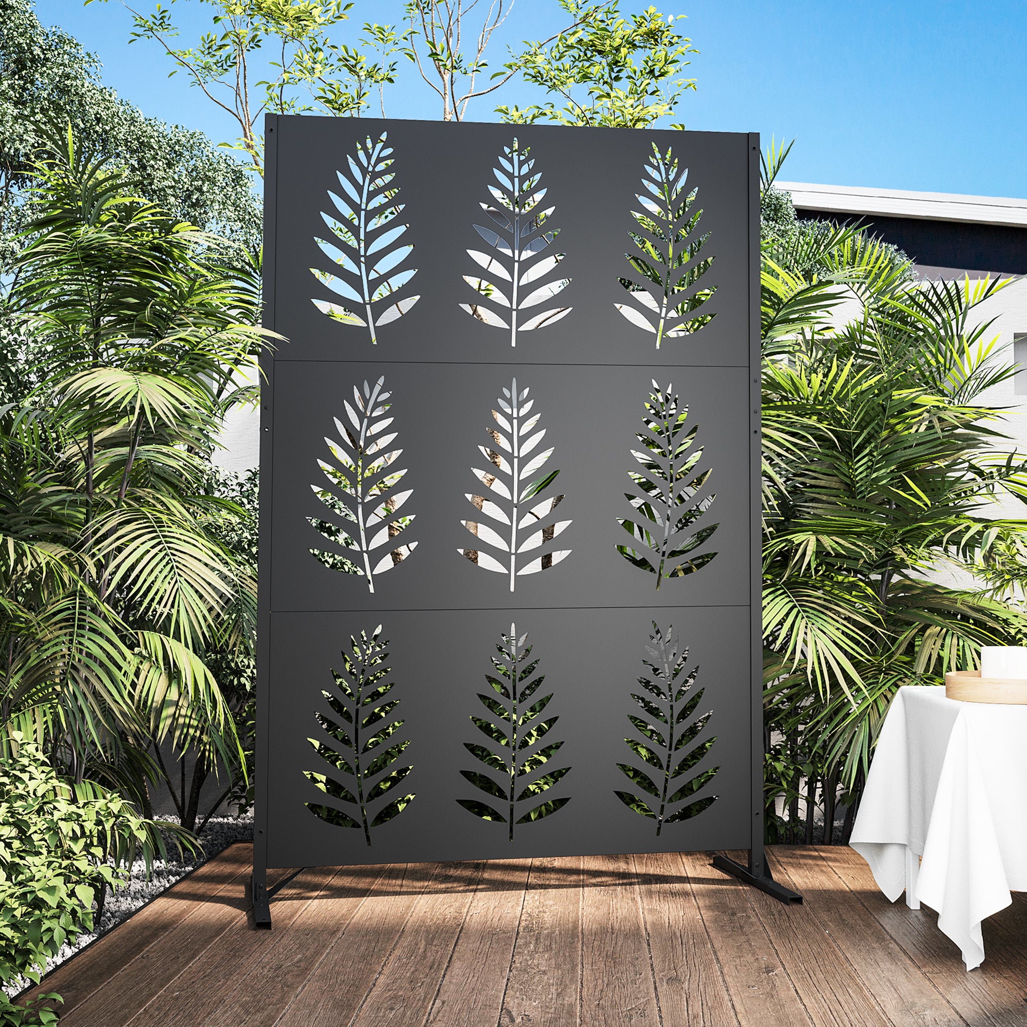 Modern Shade 4x6 FT Artistic Metal Privacy Screen - Tropic Rows