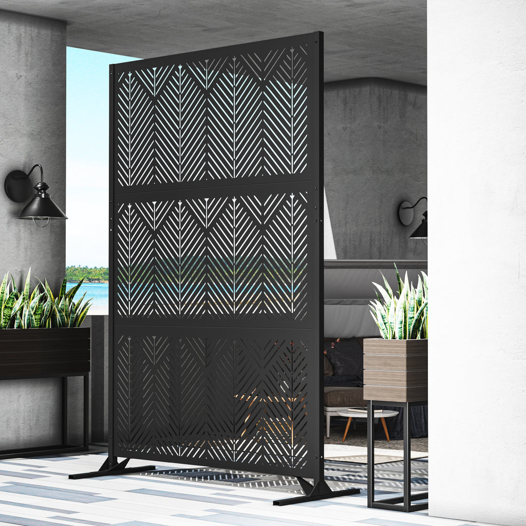 Modern Shade 4x6 FT Metal Privacy Screen - Geo Forest