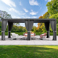Modern Shade Aurora 10'x20' Louvered Pergola, Adjustable Waterproof Roof with Drainage, Reinforced Frame for Patio & Deck, Black