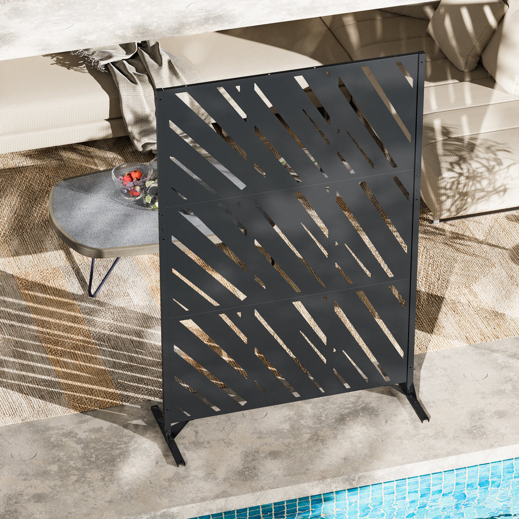 Modern Shade 4x6 FT Artistic Metal Privacy Screen - Slant Linea