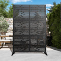 Modern Shade 4x6 FT Metal Privacy Screen, Artistic Modular Decorative Panel, Freestanding Weather-Resistant Outdoor Patio Fence & Garden Divider (Metro Code)
