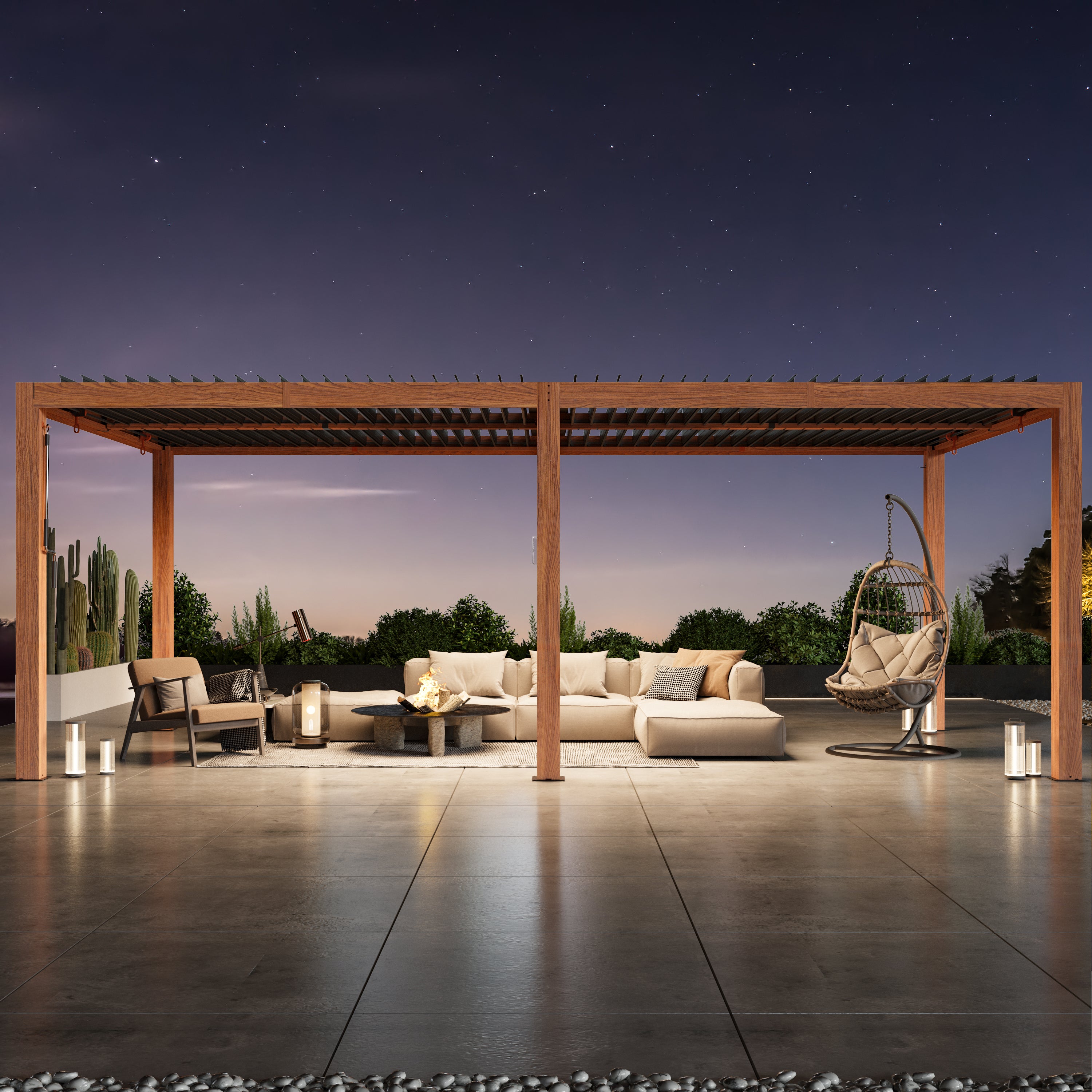 Modern Shade Aurora 10'x20' Louvered Pergola, Adjustable Waterproof Roof with Drainage, Reinforced Frame for Patio & Deck, Brown