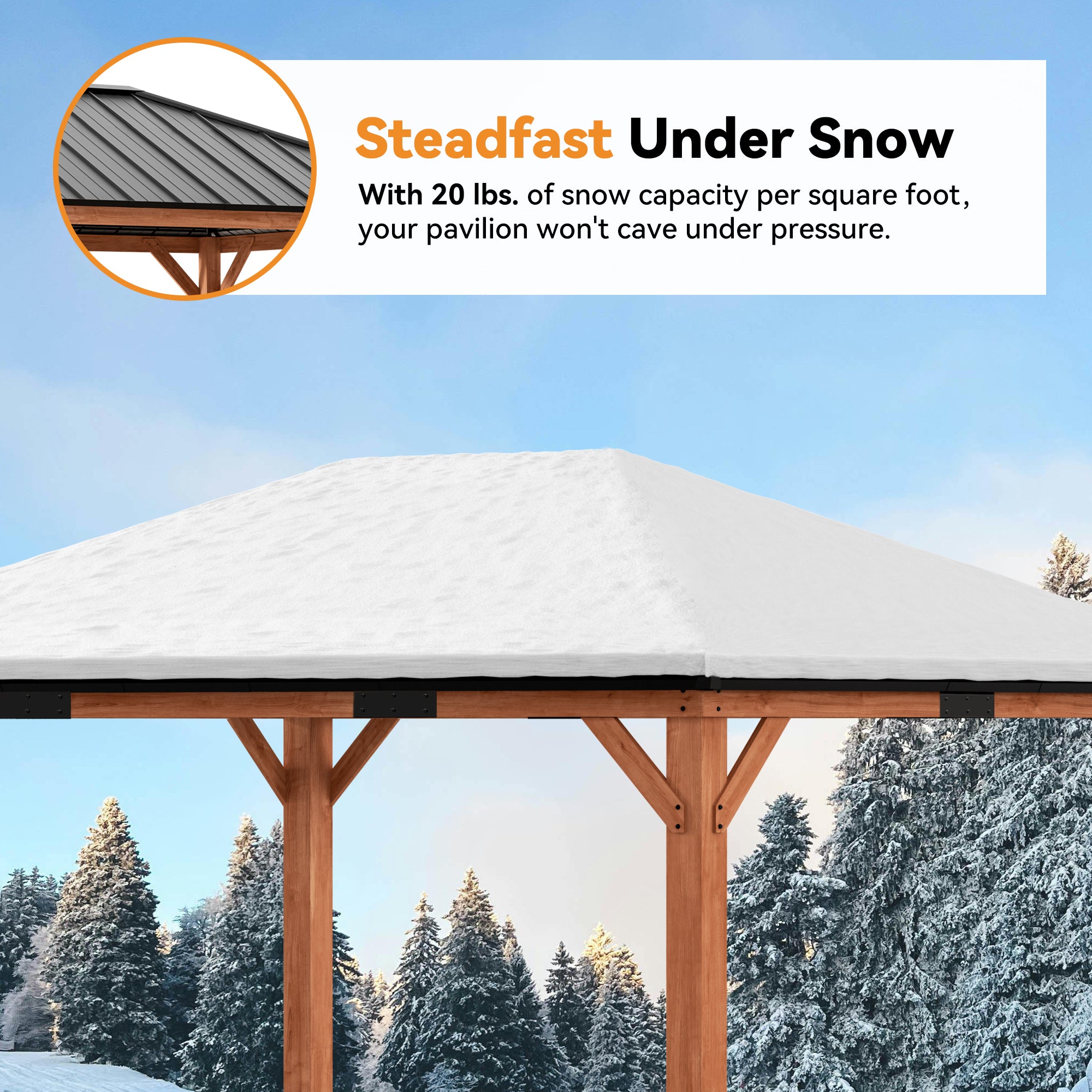 Modern Shade Tranquil Grove 12'x16' Hardtop Gazebo, Cedar Frame, Steel Roof, Netting, Curtains, Brown Outdoor