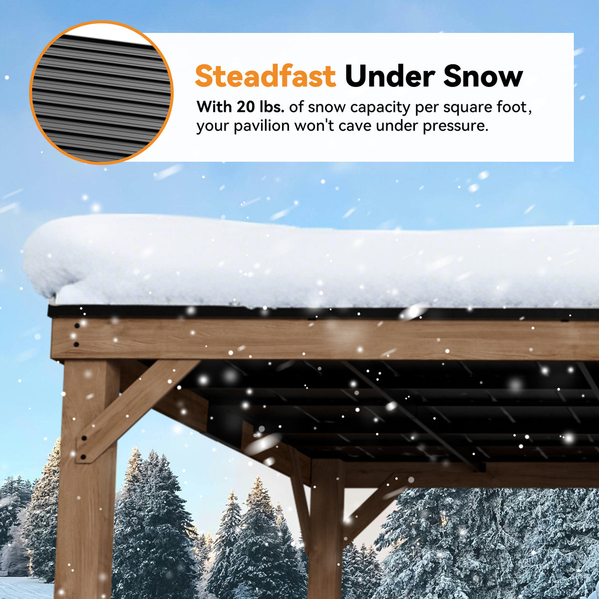 Modern Shade 12' x 20' Cedar Wood Gazebo with Hardtop Slope Roof,Permanent Grill Gazebo for Outdoor Backyard Brown