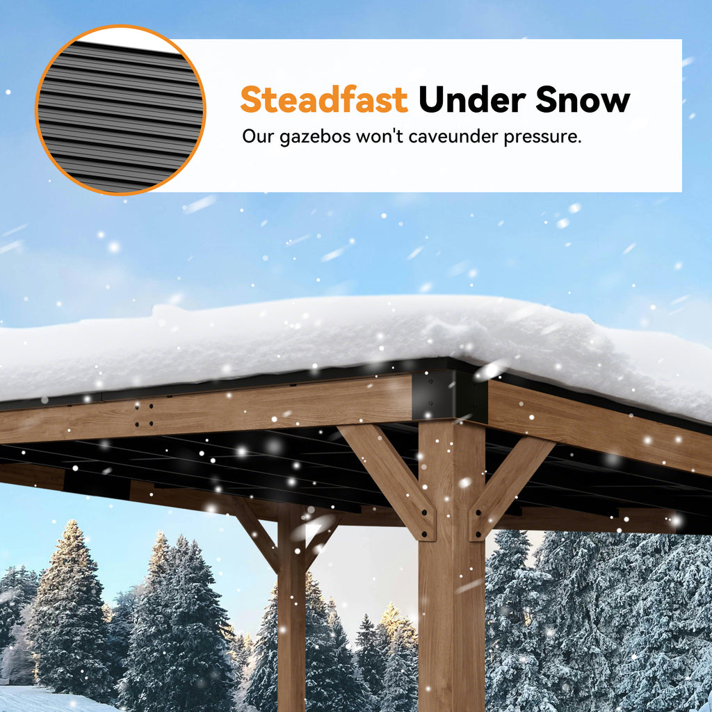 Modern Shade 12'x16' Supreme Cedar Wood Gazebo Hardtop Slope Roof for Backyard Deck
