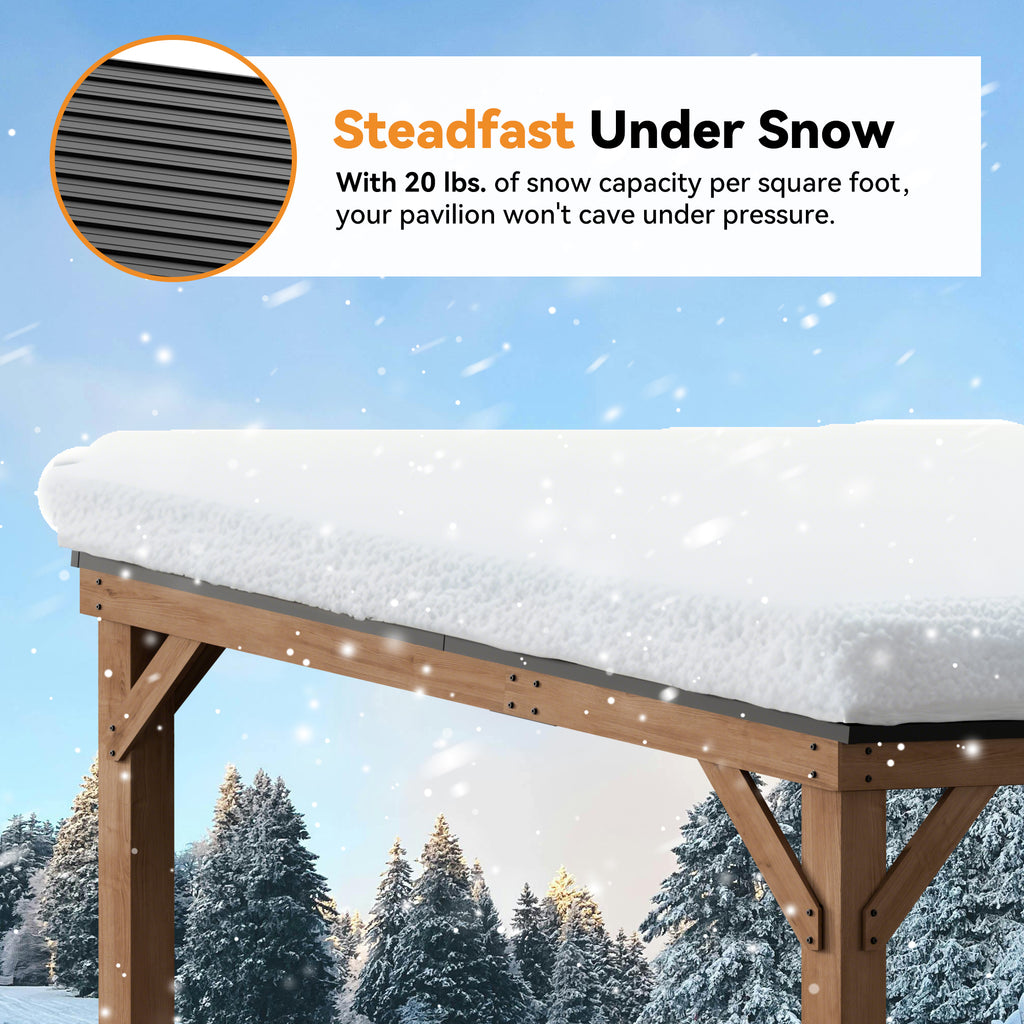Modern Shade 10' x 12' Cedar Wood Hardtop Gazebo, Rot-Resistant Backyard Grill Shelter