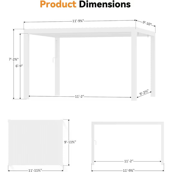 Modern Shade Aurora 10'x12' Louvered Pergola, Adjustable Waterproof Roof with USB Port & Drainage, Reinforced Frame for Patio, Easy Assembly, White