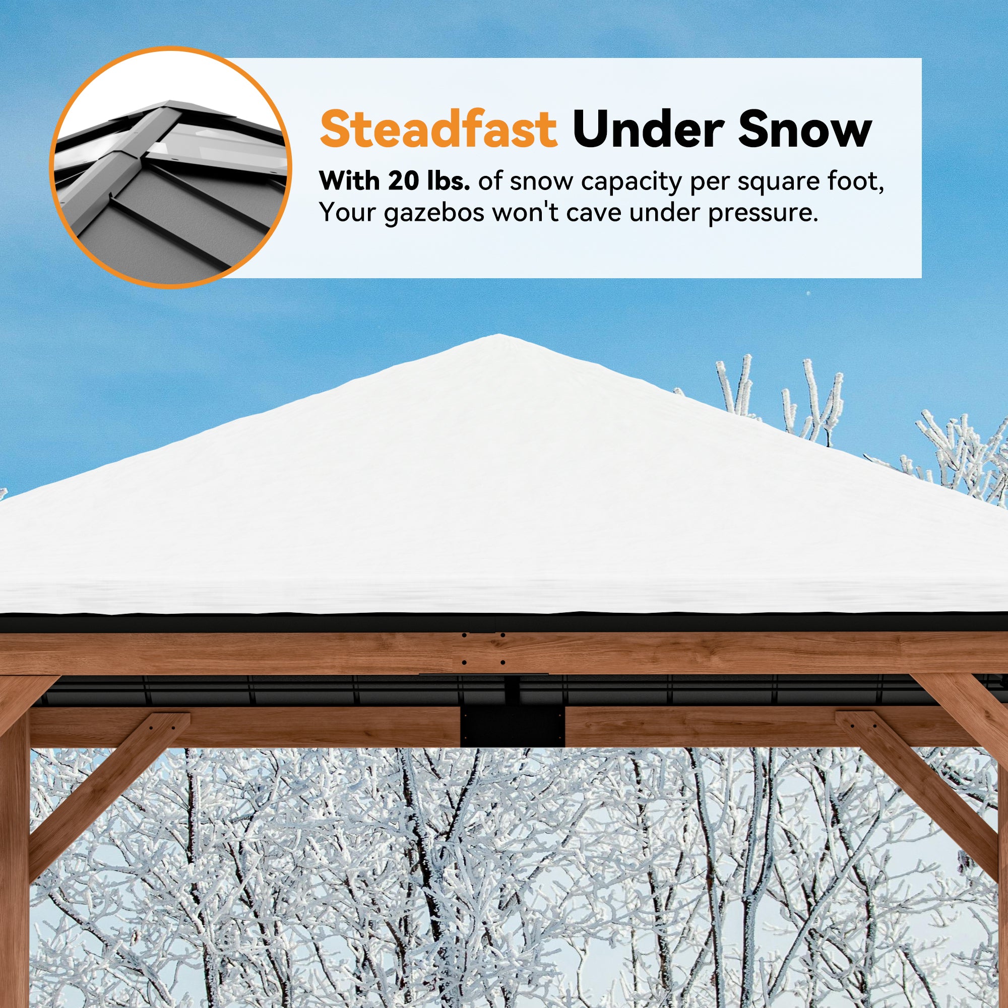 Modern Shade Tranquil Grove 11'x11' Hardtop Gazebo, Cedar Frame, Steel Roof, Netting, Curtains, Brown Outdoor