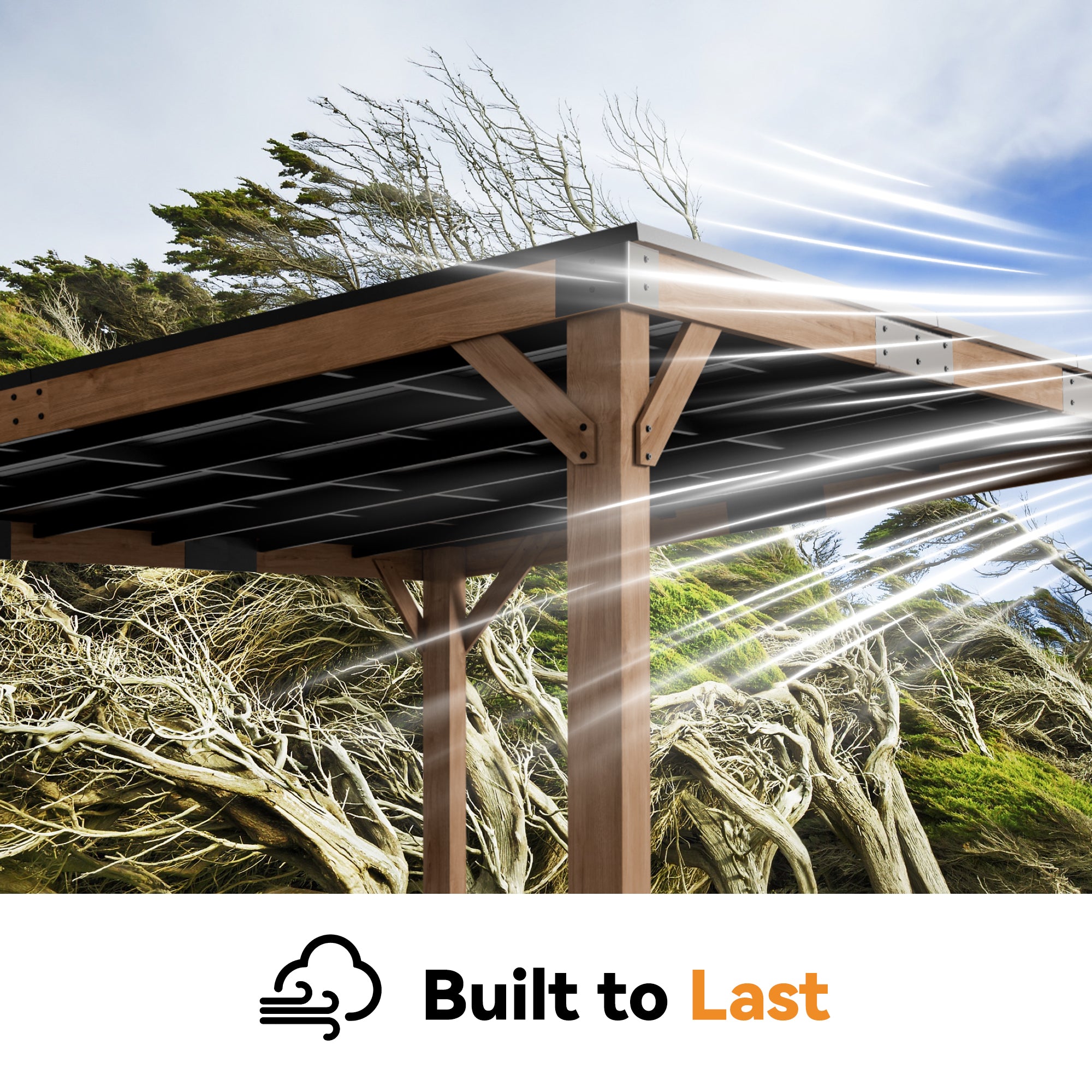 Modern Shade 12'x16' Supreme Cedar Wood Gazebo Hardtop Slope Roof for Backyard Deck