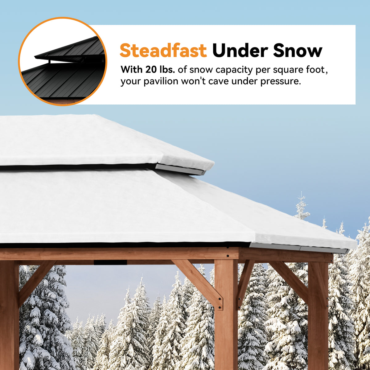 Modern Shade Rosewood 12'x20’Hardtop Gazebo,Cedar Framed Rosewood Pavilion with Double Galvanized Steel Roof,Permanent Patio Gazebo for Outdoor Brown
