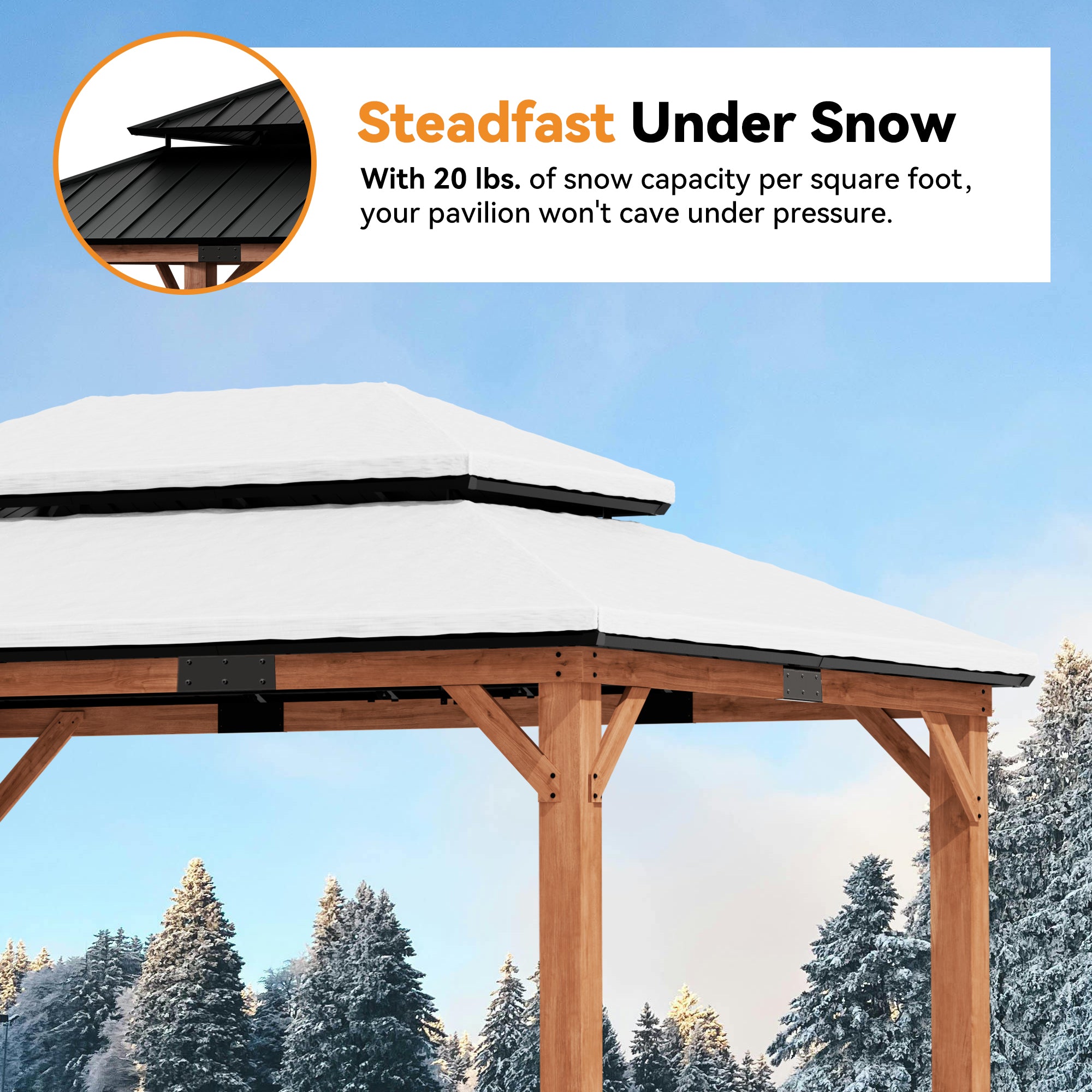 Modern Shade 12'x16' Rosewood Cedar Gazebo Double Galvanized Steel Roof for Garden Backyard