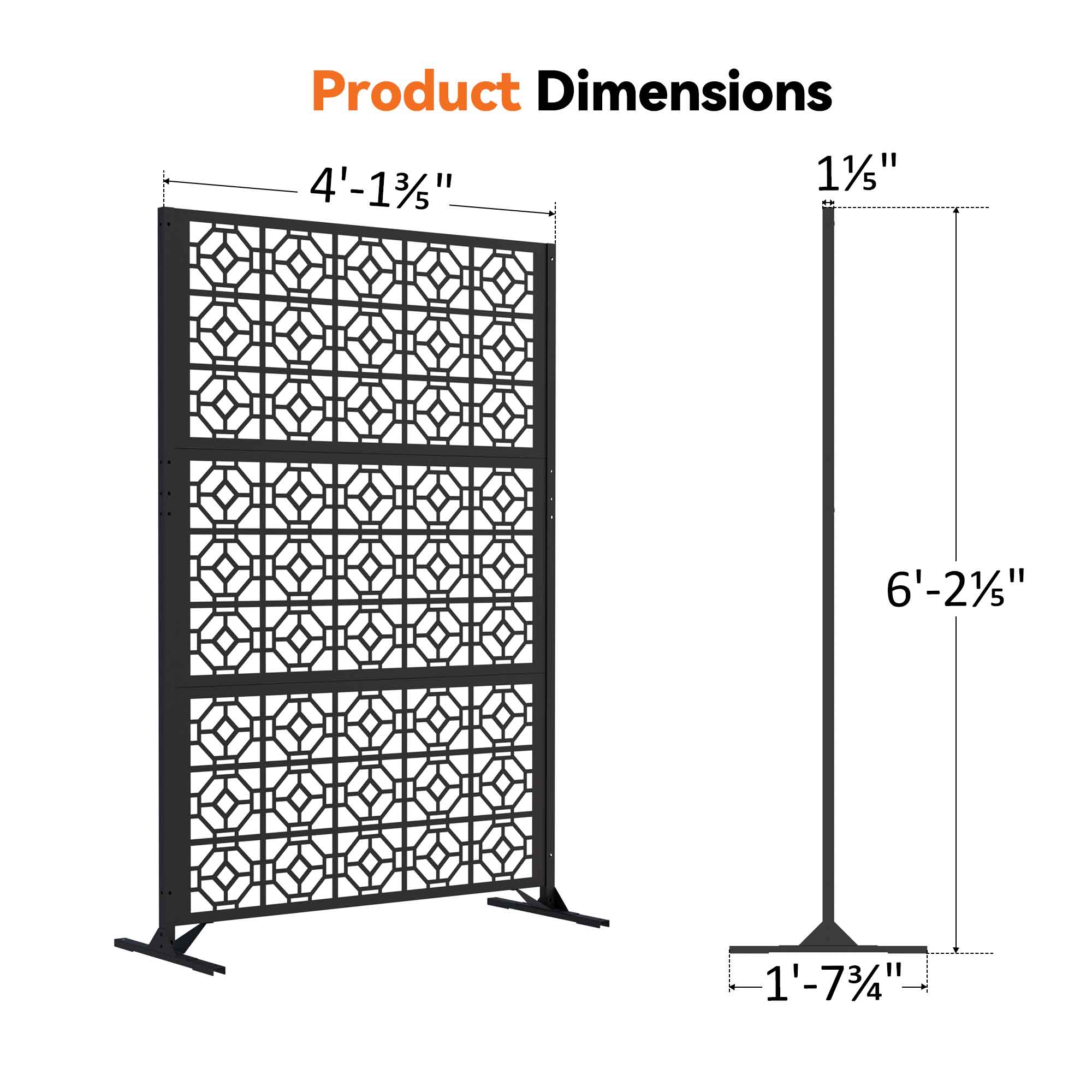 Modern Shade 4x6 FT Metal Privacy Screen, Artistic Modular Design, Freestanding Weather-Resistant Outdoor Patio Fence & Garden Divider (Lattice Echo)