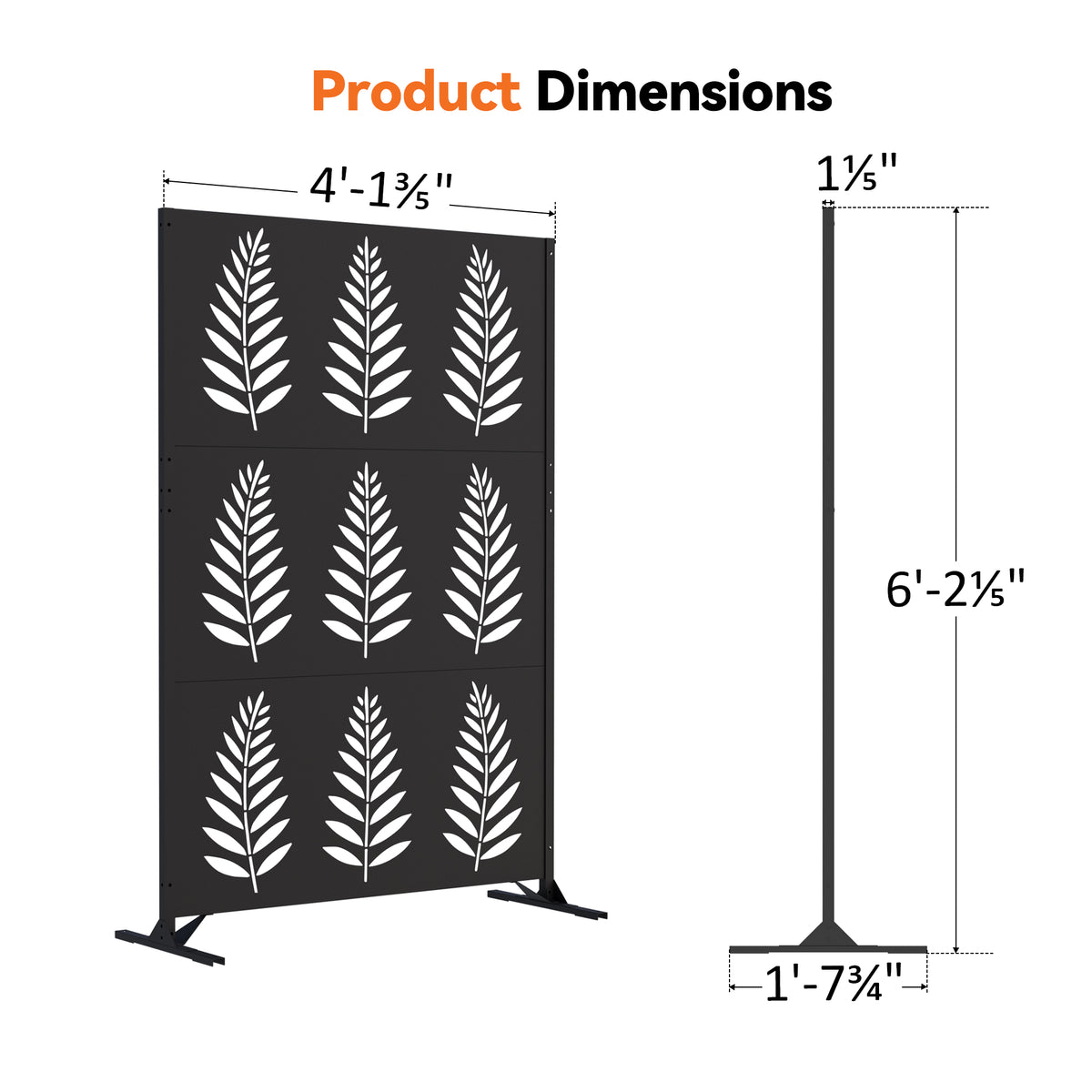 Modern Shade 4x6 FT Artistic Metal Privacy Screen - Tropic Rows