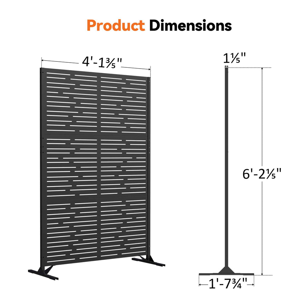 Modern Shade 4x6 FT Metal Privacy Screen, Artistic Modular Decorative Panel, Freestanding Weather-Resistant Outdoor Patio Fence & Garden Divider (Metro Code)