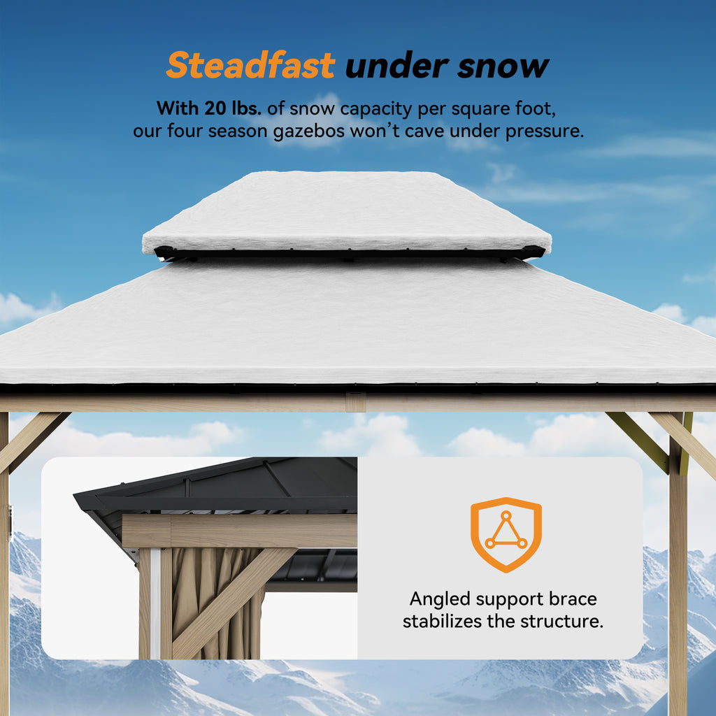 Modern Shade 10' x 12' Hardtop Steel Patio Gazebo with LED Strip Light and Ventilation