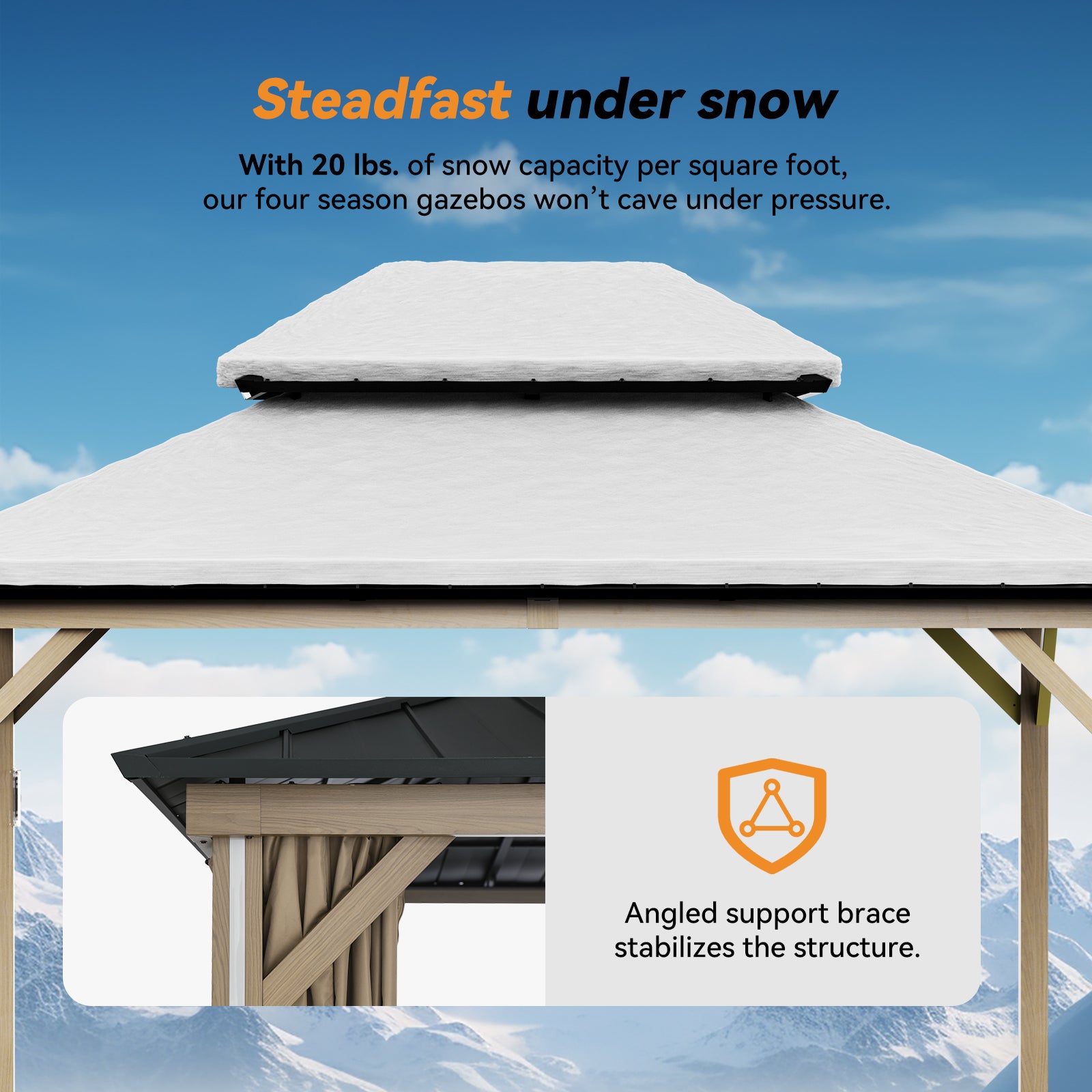 Modern Shade 10' x 12' Hardtop Steel Patio Gazebo with LED Strip Light and Ventilation