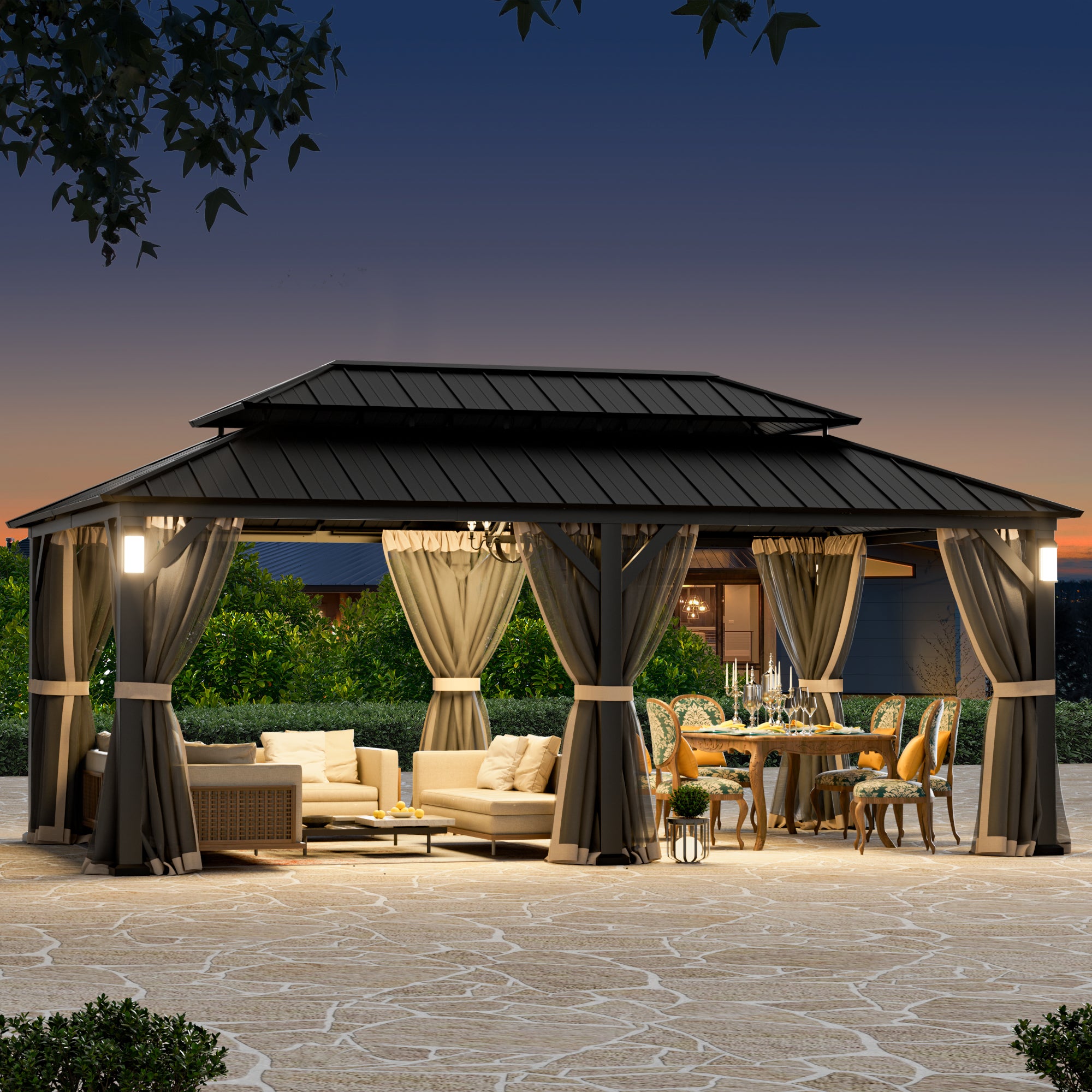 Modern Shade The Horizon 12'x20' Hardtop Outdoor Gazebo with Netting and Ventilation