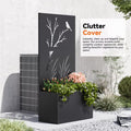 Modern Shade 6x3 FT Metal Planter Box with Trellis Privacy Screen, Raised Garden Bed with Drainage Holes for Climbing Plants, Perch Meadow