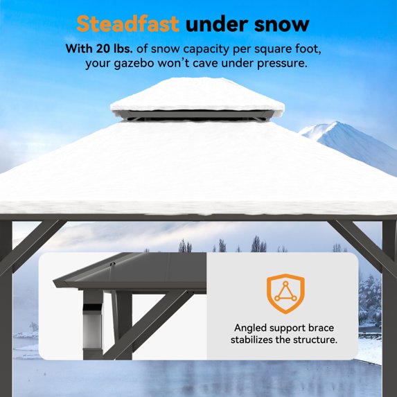 Modern Shade 10' x 10' Hardtop Metal Gazebo with Galvanized Steel Roof, LED Lights for Backyard, Deck, Garden