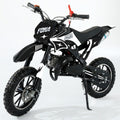 FONA 49cc 2-Stroke Dirt Bike for Kids 8-12, 25mph Mini Motorcycle with Dual Disc Brakes, Multi Terrain Tires, Suspension & Soft Seat Black