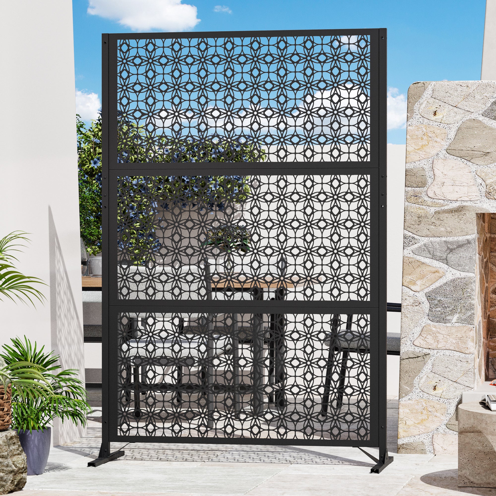 Modern Shade 4x6 FT Artistic Metal Privacy Screen - Petal Weave