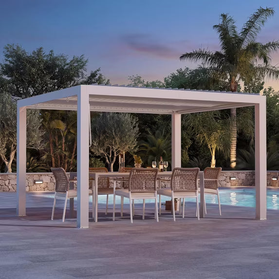 Modern Shade Aurora 10'x12' Louvered Pergola, Adjustable Waterproof Roof with USB Port & Drainage, Reinforced Frame for Patio, Easy Assembly, White