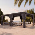 Modern Shade 12'x20' Black Louvered Pergola, Adjustable Waterproof Roof with Drainage, USB Power Strip, Reinforced Frame, Easy Assembly for Patio & Backyard