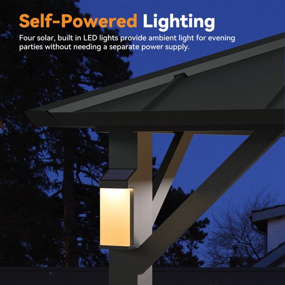 Modern Shade 10' x 10' Hardtop Metal Gazebo with Galvanized Steel Roof, LED Lights for Backyard, Deck, Garden