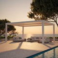 Modern Shade 12'x16' White Louvered Pergola, Adjustable Waterproof Roof with Drainage, USB Power Strip, Reinforced Frame, Easy Assembly