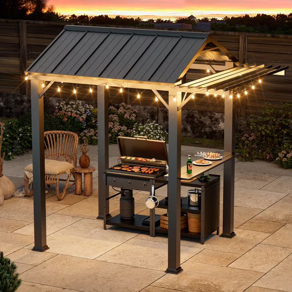 Modern Shade 6' x 8' Metal Gazebo with Galvanized Steel Roof, Rust-Resistant, UV Blocking, Waterproof Design