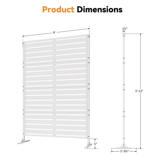 Modern Shade Outdoor Metal Privacy Screen - 72"H x 48"W White Stable Freestanding Patio Screen
