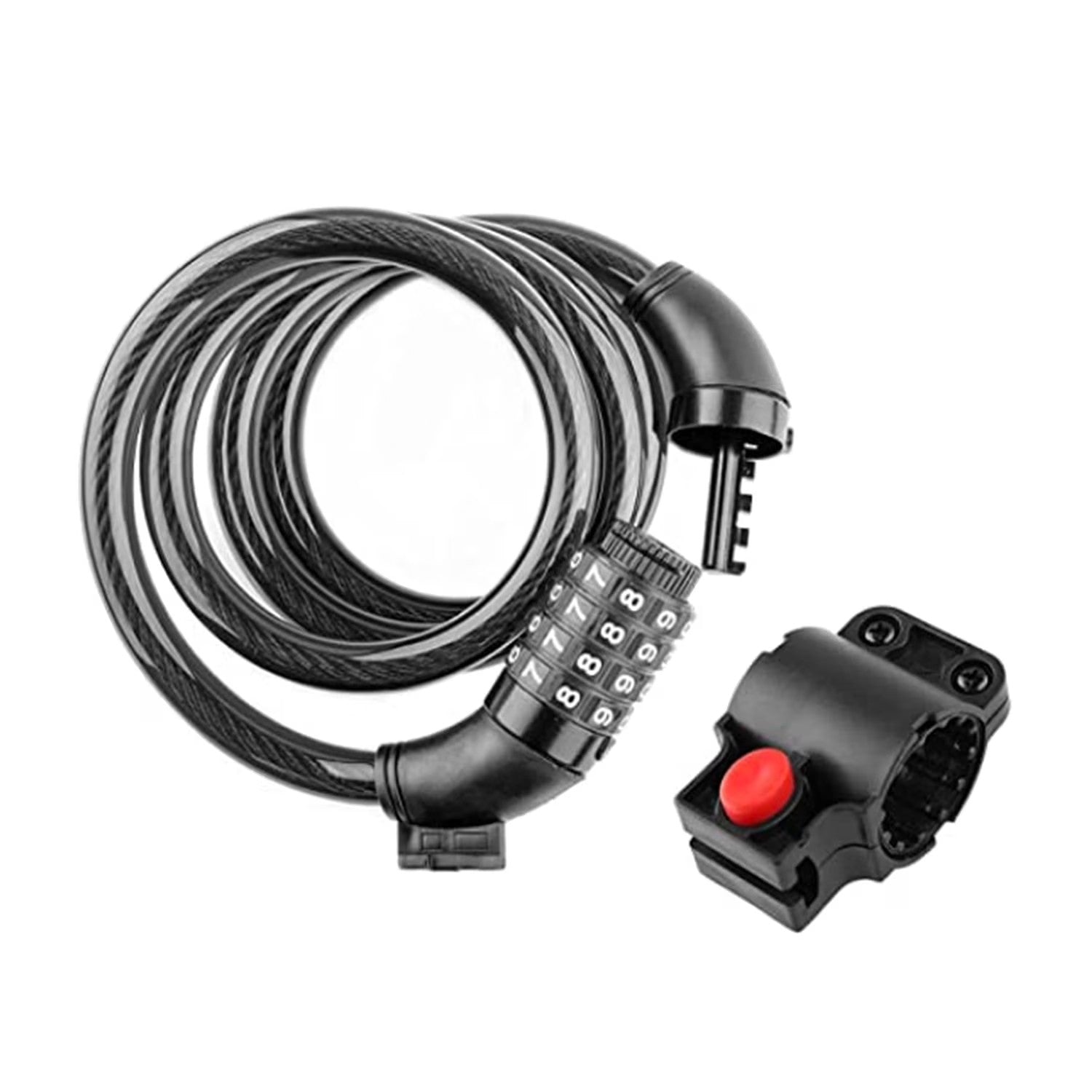 FONA 4ft 4-Digit Resettable Combination Bike Cable Lock, Anti-Theft Secure Bicycle Lock for Outdoor Use, Black