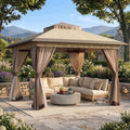 Big Leaf 11'x11' Pop Up Gazebo, Waterproof UV Canopy Tent with Double Vent Roof, Mosquito Netting & Portable Backpack for Party