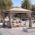 Big Leaf 13'x13' Pop Up Gazebo, Double Vent Roof with Mosquito Netting, Waterproof UV Protection, Portable Backpack Included