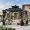 Covered Outdoor 8'x8' Gazebo Mosquito Netting, 4-Panel Universal Replacement Sidewalls with Double Zipper, Patio Canopy Garden Net Only