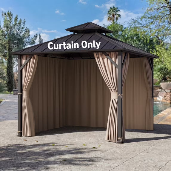 Covered Outdoor Universal 8' x8' Gazebo Curtain Replacement 4 Panel Sidewalls with Zipper, Replacement for Outdoor Curtain Only