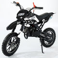FONA 49cc 2-Stroke Dirt Bike for Kids 8-12, 25mph Mini Motorcycle with Dual Disc Brakes, Multi Terrain Tires, Suspension & Soft Seat Black