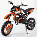 FONA 49cc 2-Stroke Dirt Bike for Kids 8-12, 25mph Mini Motorcycle with Dual Disc Brakes, Multi Terrain Tires, Suspension & Soft Seat Orange