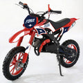 FONA 49cc 2-Stroke Dirt Bike for Kids 8-12, 25mph Mini Motorcycle with Dual Disc Brakes, Multi Terrain Tires, Suspension & Soft Seat Red