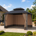 Gazebo Curtain Universal 10'x12' 4-Panel Zipper Privacy Sidewalls, Replacement for Patio Canopy, Coffee (Curtain Only)
