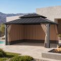 Gazebo Curtain Universal 12'x16' 4-Panel Zipper Privacy Sidewalls, Replacement for Patio Canopy, Coffee (Curtain Only)