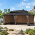 Gazebo Curtain Universal 12'x20' 4-Panel Zipper Privacy Sidewalls, Replacement for Patio Canopy, Coffee (Curtain Only)