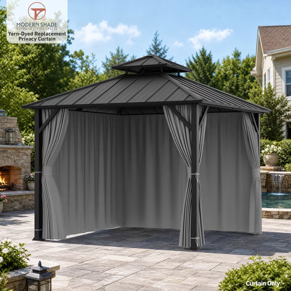 Modern Shade 10'x10' Gazebo Replacement Curtains 4-Panel Gray Privacy Sidewalls with Zipper, Curtain Only