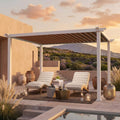 Modern Shade 10'x12' Open Sky Pergola Cabana, Heavy Duty Metal with Trellis Roof & Textilene Shade for Patio, Backyard & Poolside