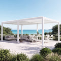 Modern Shade 10'x20' Louvered Pergola, White Adjustable Waterproof Roof Pergola with USB Charging Power Strip & Integrated Drainage, Reinforced Frame for Patio Backyard