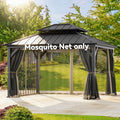 Covered Outdoor Universal 11' x13' Gazebo with Mosquito Netting and 4 Panel Double Zipper Sidewalls