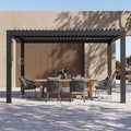Modern Shade 12'x12' Black Louvered Pergola, Adjustable Waterproof Roof with USB Charging & Drainage, Heavy Duty Frame for Patio Backyard