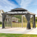 Covered Outdoor Gazebo Mosquito Netting Replacement - 12'x14' 4-Panel Double-Head Zipper Net Only