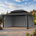 Modern Shade 12'x16' Gazebo Replacement Curtains 4-Panel Gray Privacy Sidewalls with Zipper, Curtain Only