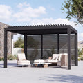 Modern Shade 12ft Modular Privacy Screen, Galvanized Steel Panel for Louvered Pergola, Easy Installation, Black